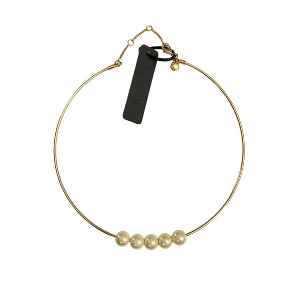 J.Crew Jewelry - NWT J.Crew Gold-Tone Choker Necklace With Faux Pearls & Adjustable Chain
